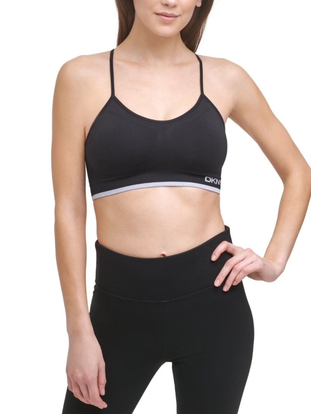 DKNY Womens Sport Strappy Seamless Sports Bralette